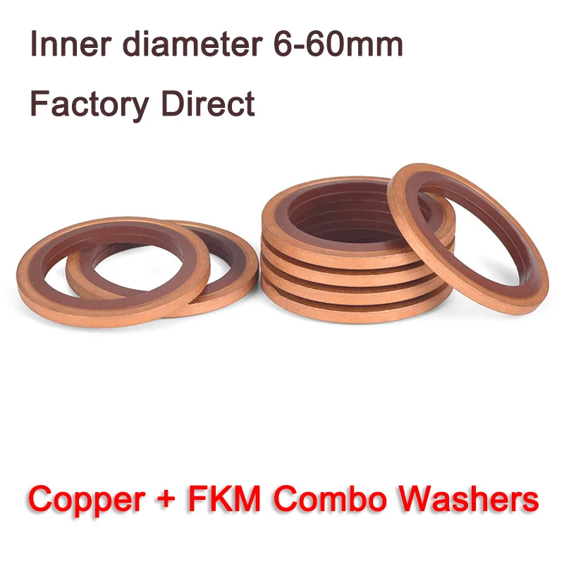 

JB982-77 Copper/FKM Combo Washers 6-60mm,High Pressure Hydraulic Seal Gaskets with O-Ring (In Stock)