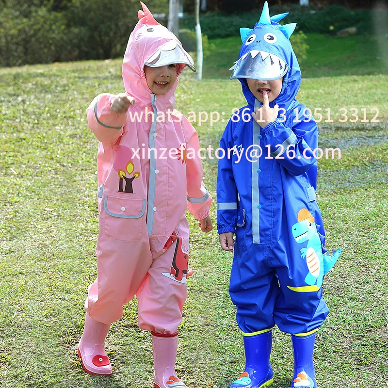 

Customizable Cute Dinosaur Style Jumpsuits Rain Coat Waterproof Polyester Raincoat Rainwear