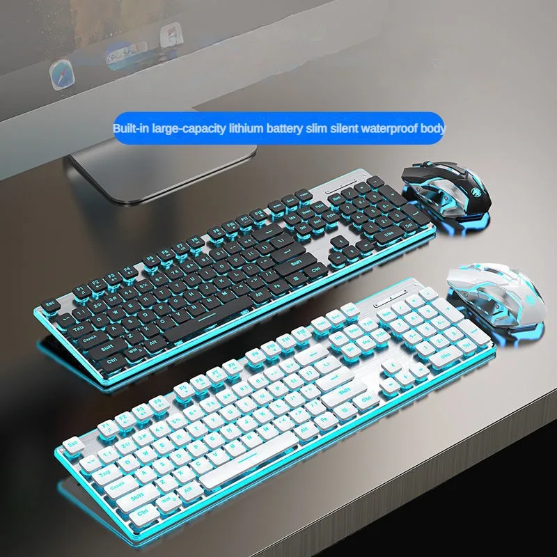 Imagem -02 - Conjunto Teclado e Mouse sem Fio Ultra Fino Silencioso Botão Chocolate Uso de Escritório Acessórios para Notebook Teclado Rgb Eweadn-x7s