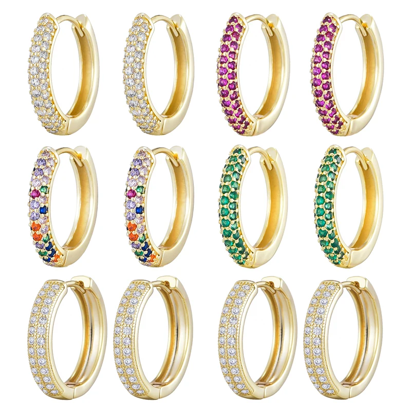 2024 Classic Trendy Circle Hoop Earrings For Women Paved CZ Round Zincon Elegant Gold Color Wedding Party Hot Earring Jewelry