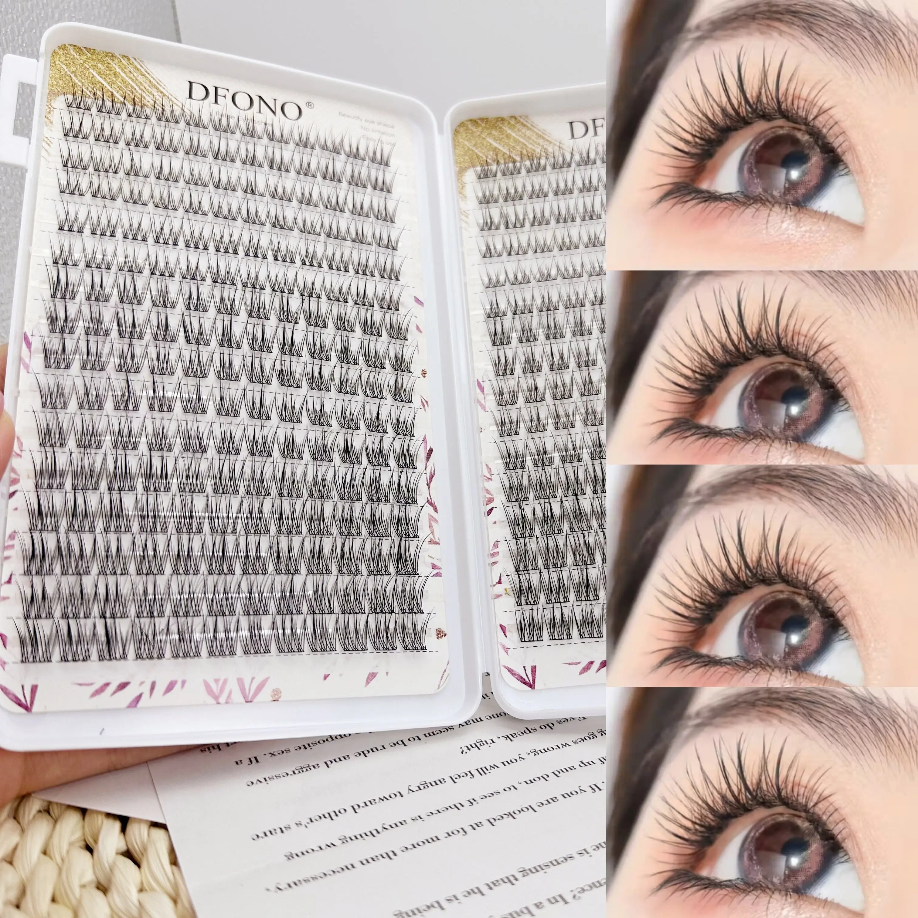 384 Soft & Light Fishtail Single Cluster Wimpern – wiederverwendbar, D Curl, perfekt für das tägliche Make-up