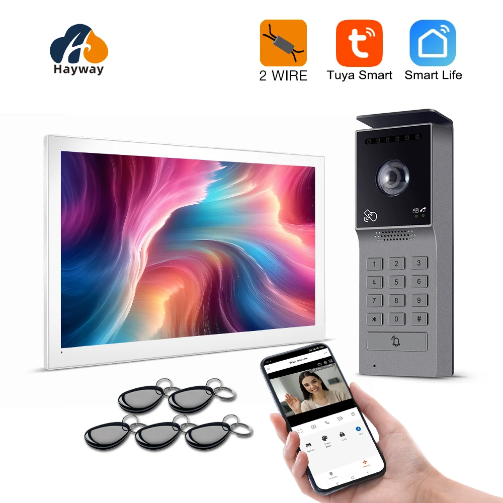 2 Wires IP Video Intercom System Door Phone Doorbell with 1080p Camera IC Card and Password Unlock IPS 10 