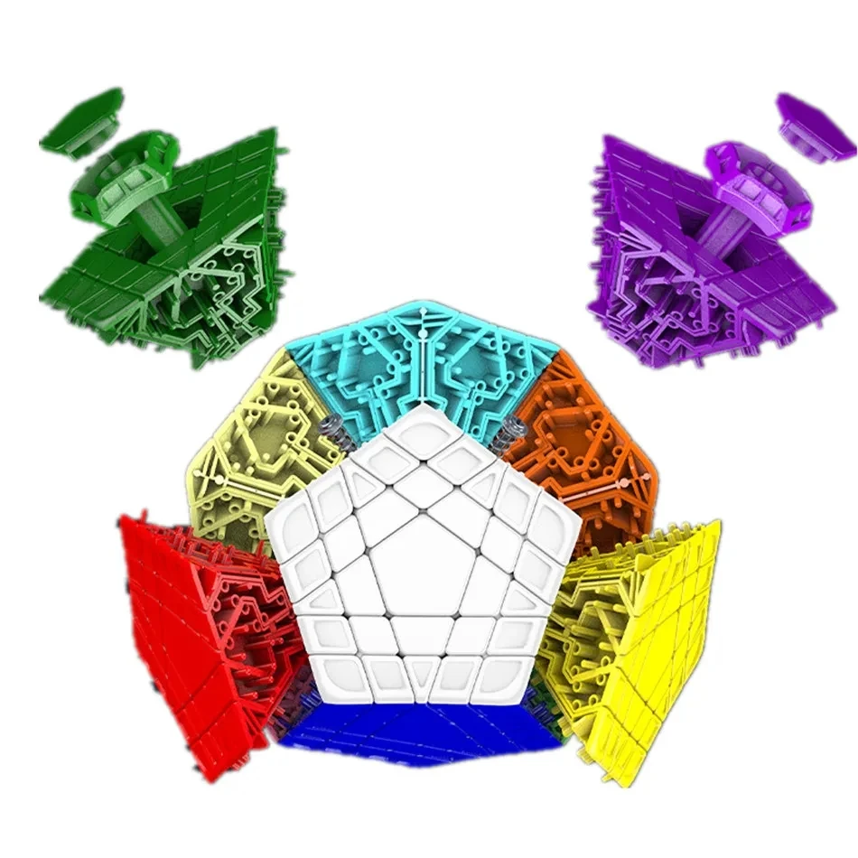 YuXin Huanglong Cubo Gigaminx Stickerless 5x5 dodecaedro rompecabezas Cubo velocidad 12 caras Megaminx Cubo mágico juguete regalo para niños