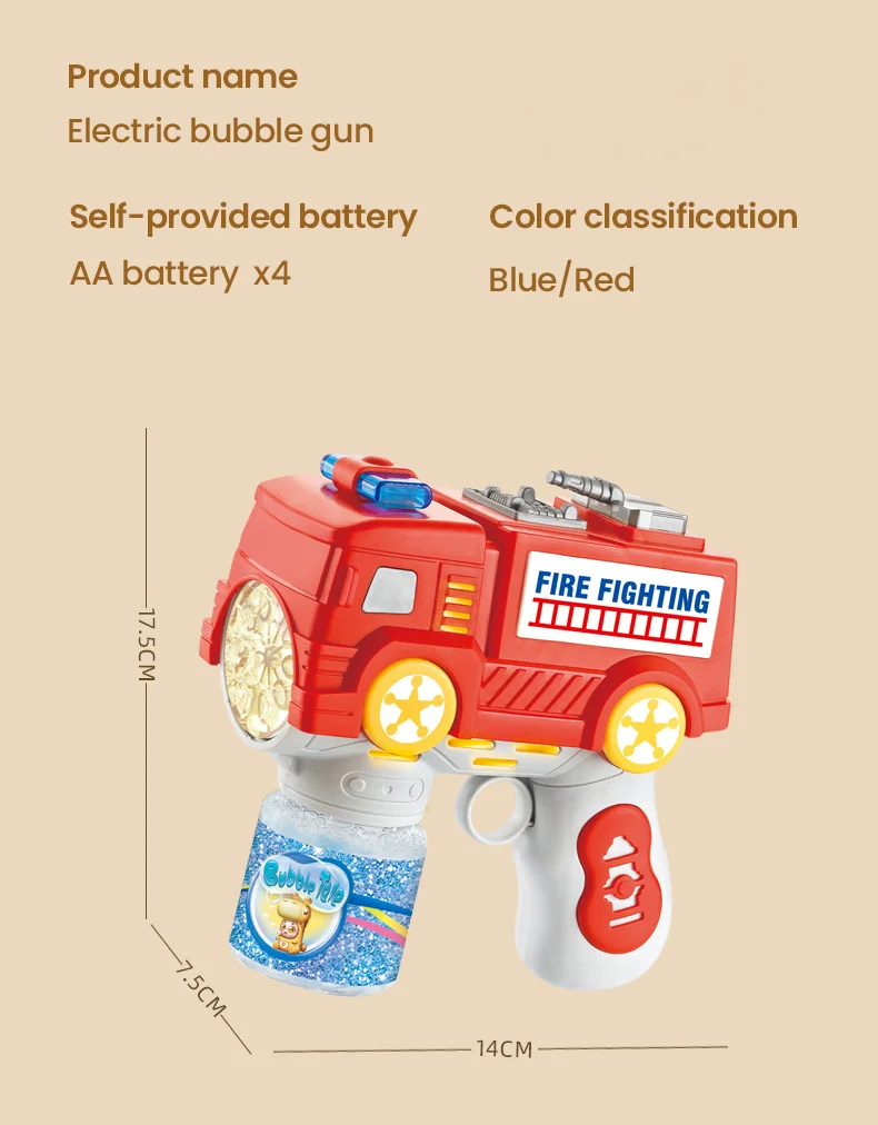 Machine à bulles électrique pour camion de pompier, camion de Police, voiture de Police, pistolets à bulles de savon, jeux de plein air pour enfants, jouets de fête pour garçons et filles