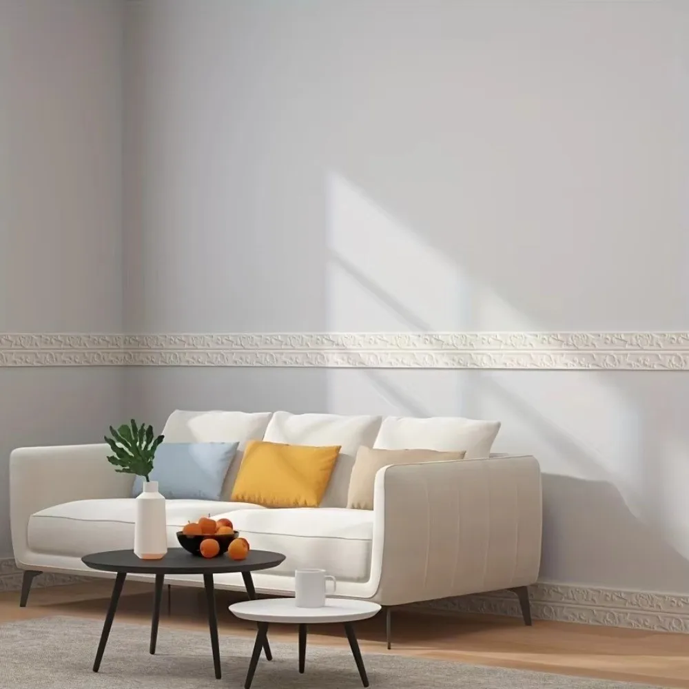 2.3 Meters/Roll Ceiling Decoration Strip 3D Foam Self-Adhesive Wall Sticker Anti-collision Waterproof Foam Edge Banding