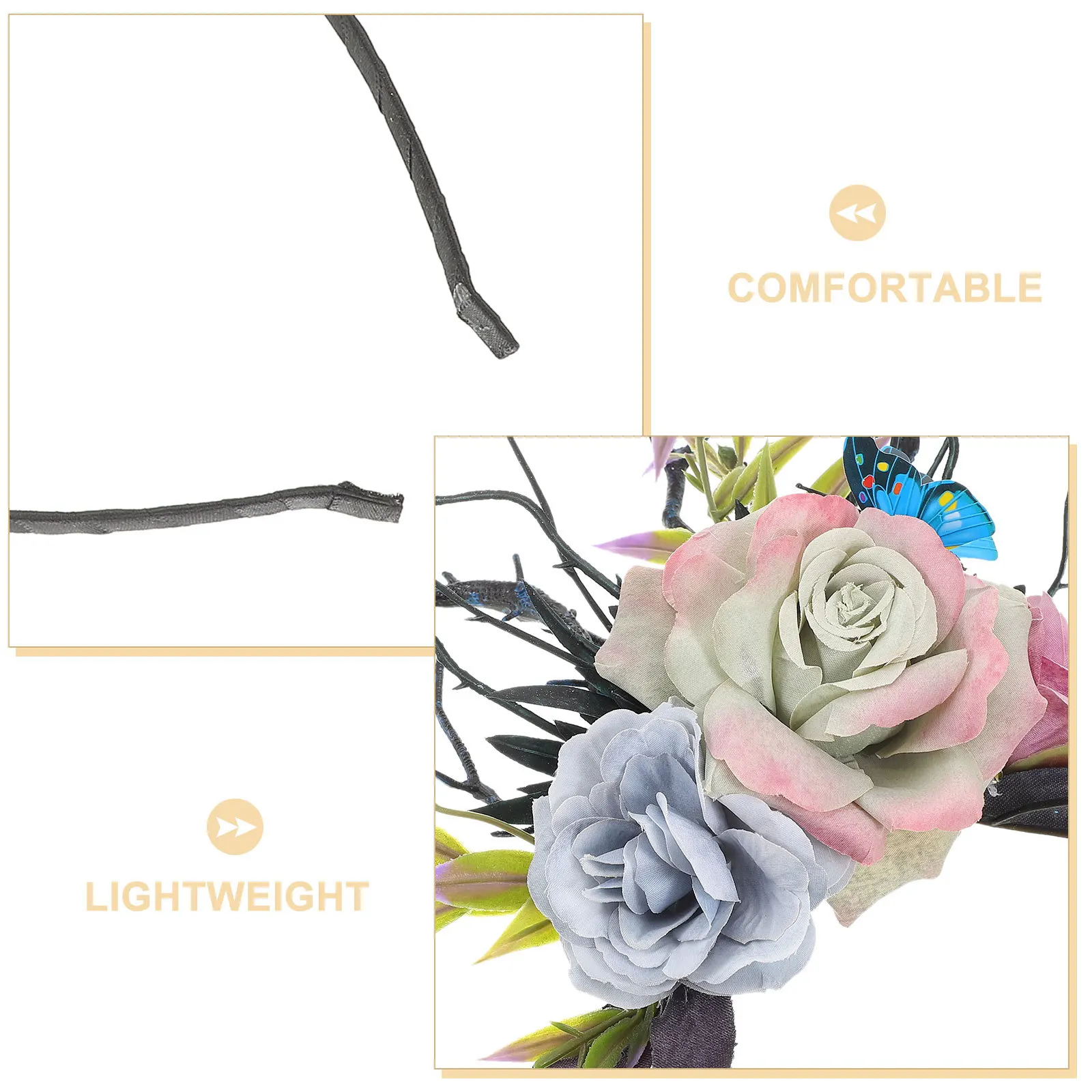 

Antlers Tree Branches Headband Simulated Flower Lightweight Cosplay Party Stage Performance Hair Accessory Tree Branch Headband