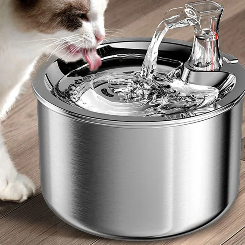 Stainless Steel Pet Water Fountain Automatic Pet Water Dispenser Pet Drinking Fountain Auto Drinker EU Plug