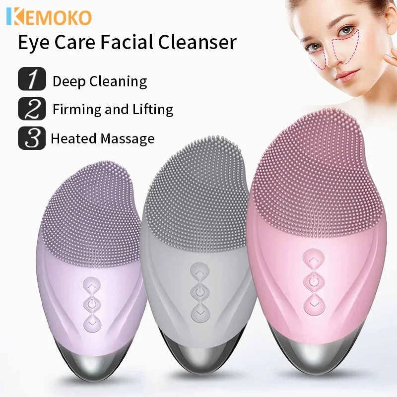 Recarregável Silicone Facial Limpeza Escova, Eye Massage Tool, Face Cleaner, Limpeza Profunda, Poros Pele Cuidados de Saúde Dispositivo, À Prova D' Água