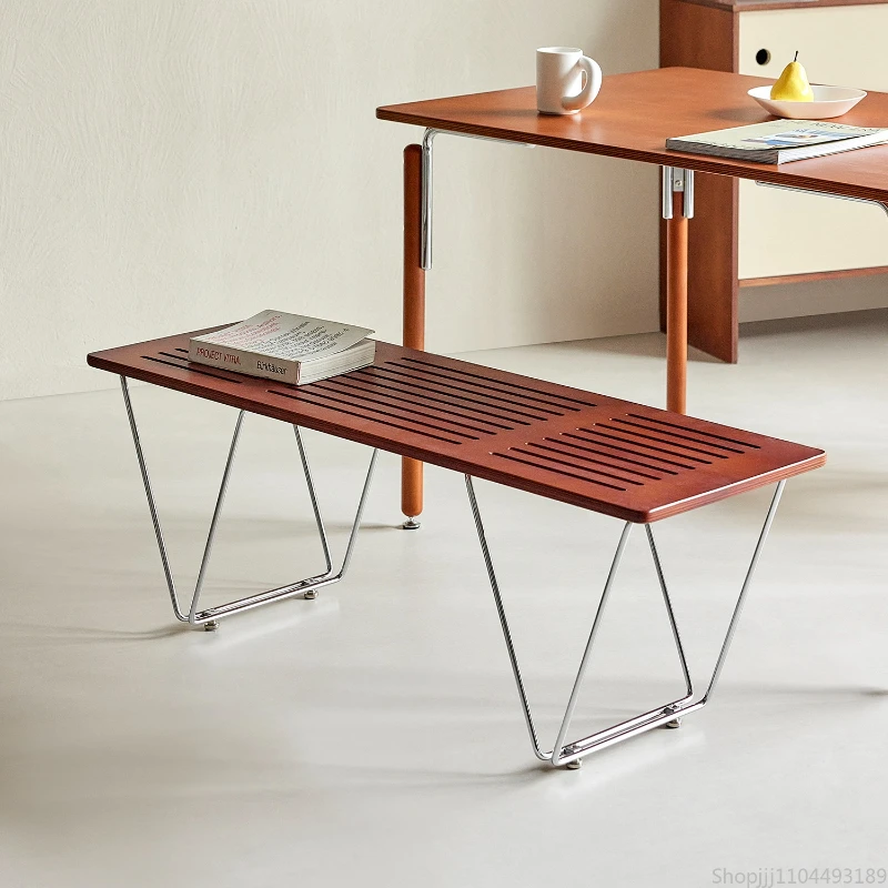 

Solid Wood Bench, Mid-Century Entryway Stool, Vintage Dining Chair, Bedroom Ottoman, Long Retro Bench for Home