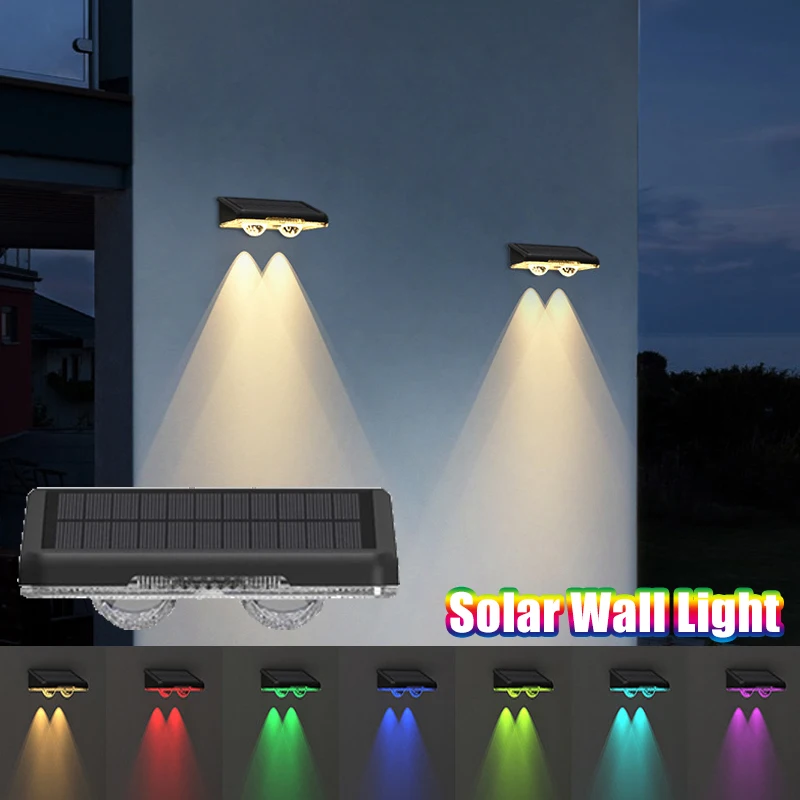 LED Solar Light Outdoor Waterproof Wall Lamp RGB 3Color Path Garden Landscape Decoration Balcony Courtyard Fence Solar Lights