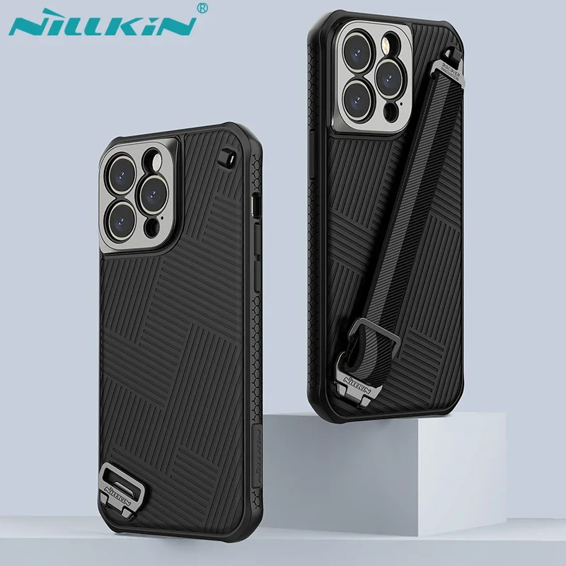 

NILLKIN For iPhone 14 Pro Max Case Strap Magnetic Case With Rope Strap For iPhone14 Plus Sports Wrist Strap Magnetic Case