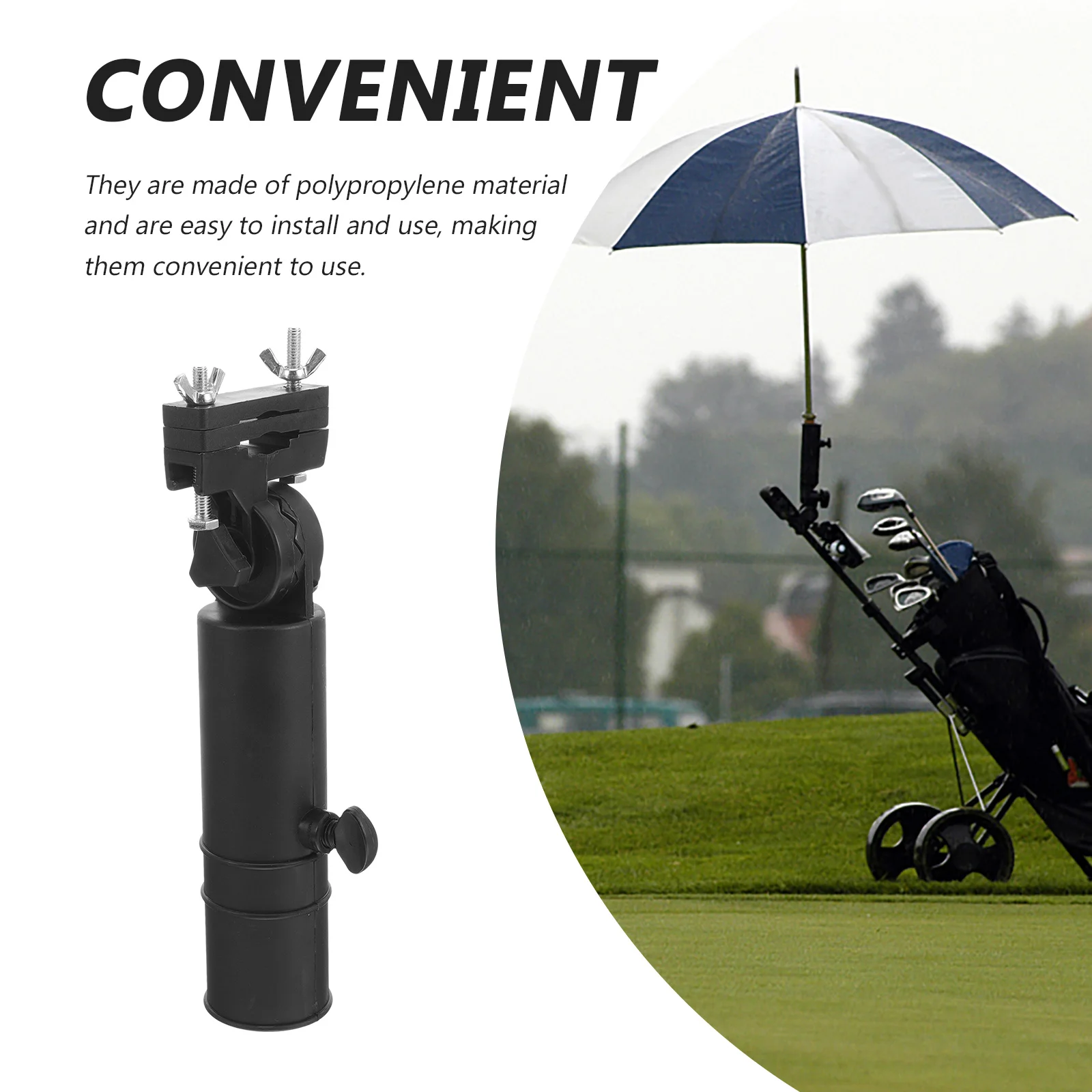 حامل مظلة الجولف، حامل عربة متين قابل للتعديل، سهل التركيب، دعامة عربة دفع الجولف، حامل مظلة متعدد الوظائف