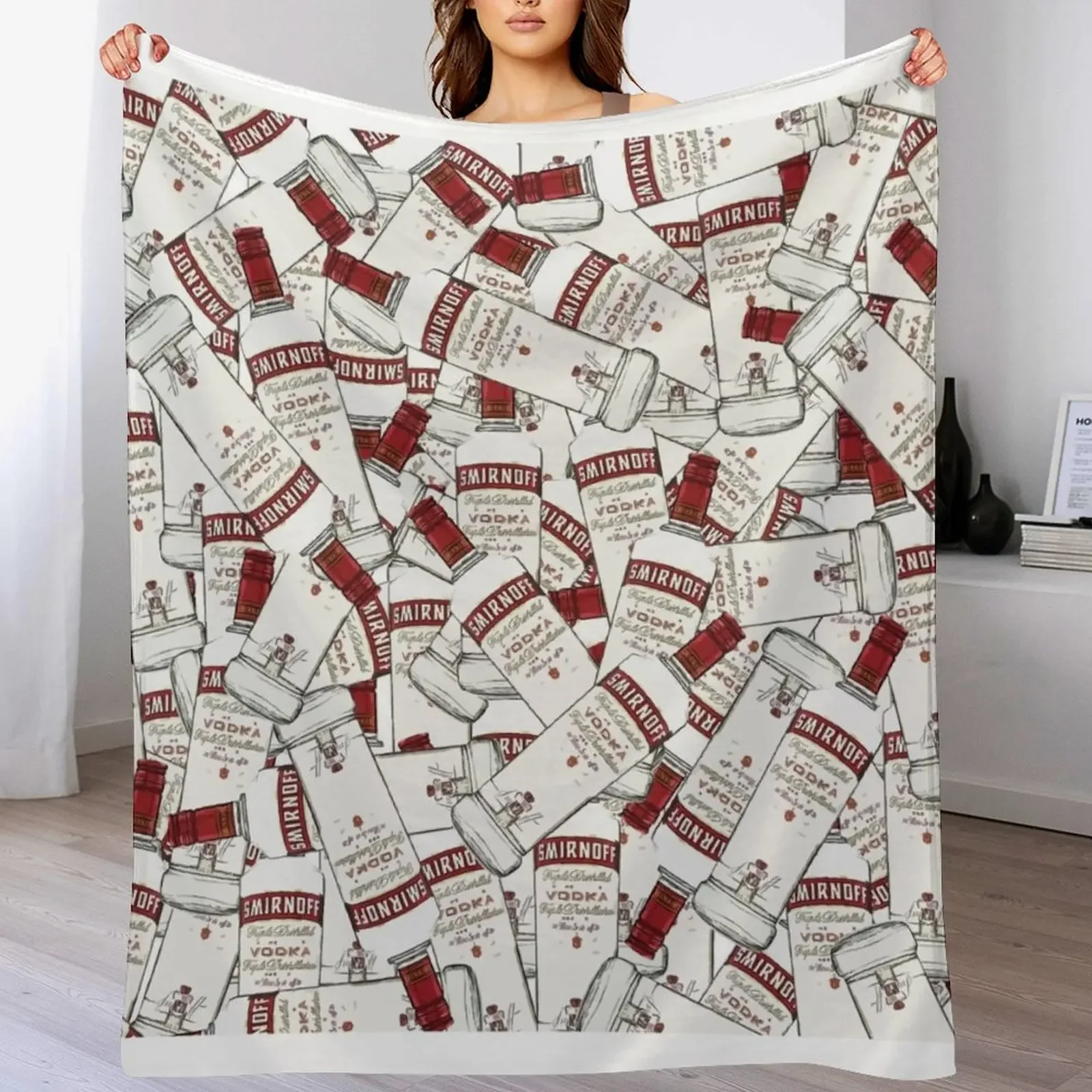 Manta con diseño de botellas de vodka Smirnoff, elegante y cálida, para el hogar y el hotel