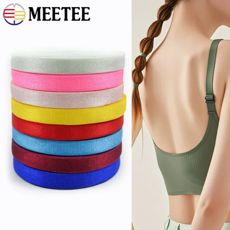 

10/20M 10mm Colored Nylon Elastic Bands for Underwear Bra Strap Rubber Band Clothes Belt Decor Stretch Tape Sewing Accessories