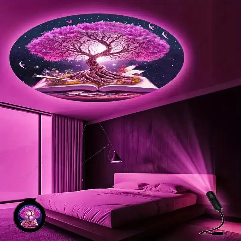 

LED Magical Tree Projector Lamp USB DC Powered Enhance Your Room with Stunning Wall Art Perfect for Bedroom Decor Ambient Lights