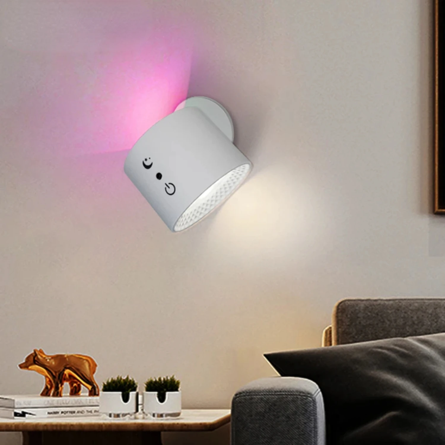 Nieuwe draagbare draaibare oplaadbare draadloze RGB LED-wandlamp met aanraakbediening en IR-afstandsbediening - Kleurveranderend nachtkastje Nacht L