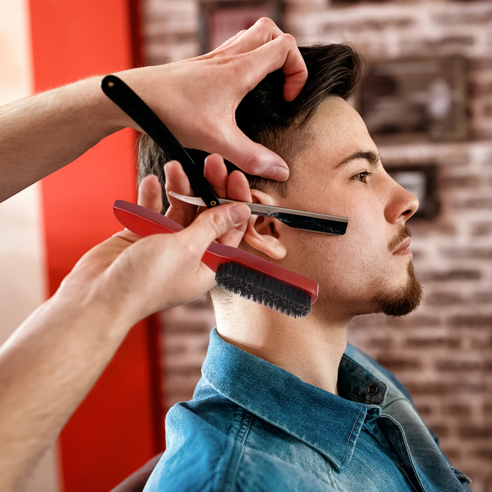 

Solid Wood Boar Bristle Beard Brush Men Bamboo Stereotypes Grooming Cleaning Styling Portable Gift Shaving Razor Tool
