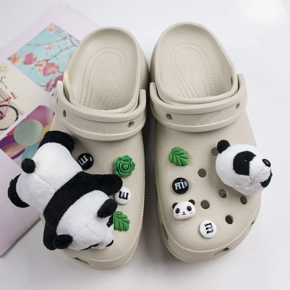 

Cartoon Plush Panda Doll Shoe Buckles Hole Shoe Charms Decorations DIY Shoes Flower Accessories