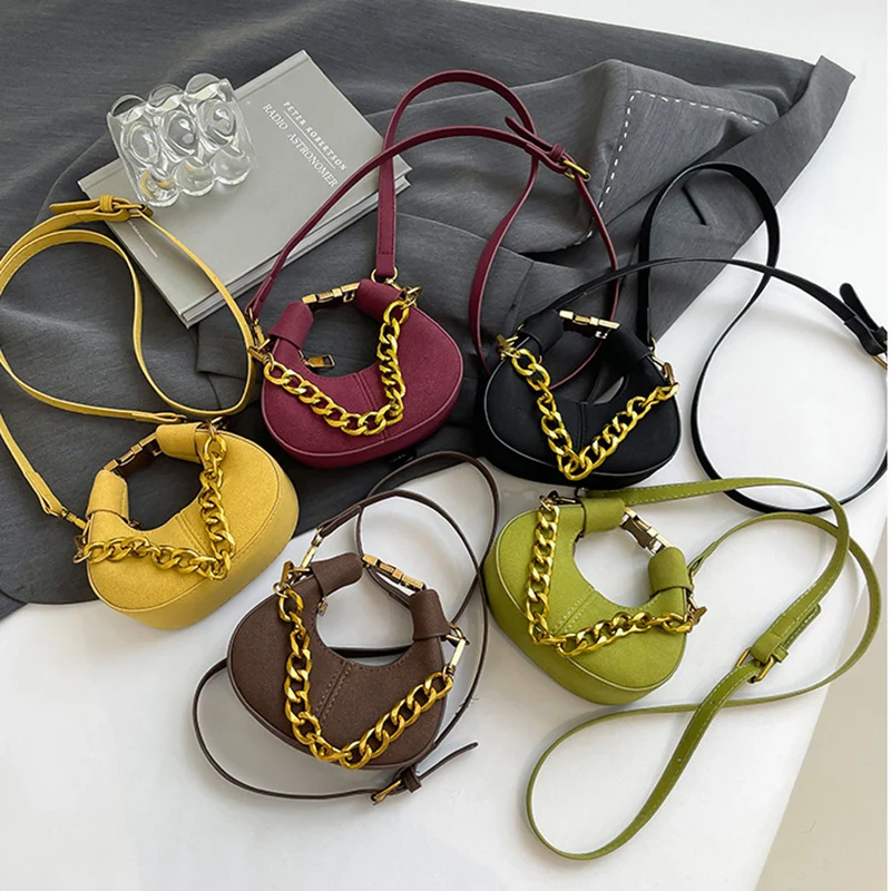 

Осенняя мини-сумка через плечо для женщин, однотонная сумка из матовой кожи с цепочкой, американская повседневная модная женская сумка в стиле ретро
