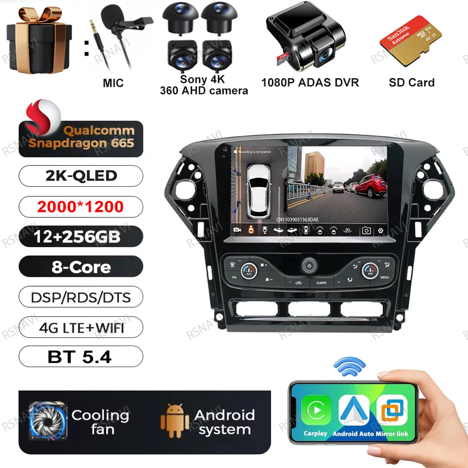 Autoradio Android 15 Voor Ford Mondeo MK4 2007-2014 DVD Viedo Speler BT 4G LTE GPS DSP Head Unit multimedia Stereo Navigatie