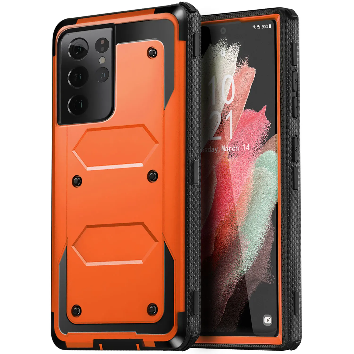 For Samsung Galaxy S21 Ultra S21+ S21 Plus S21 FE S21 5G Phone Case Shockproof Protective Heavy Duty Rugged Hybrid Cover Orange