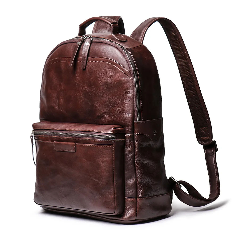 Men's Vintage Cowhide Travel Bag Real Leather Lightweight Women Backpack Man Retro Laptop Bag High Capacity College Bag