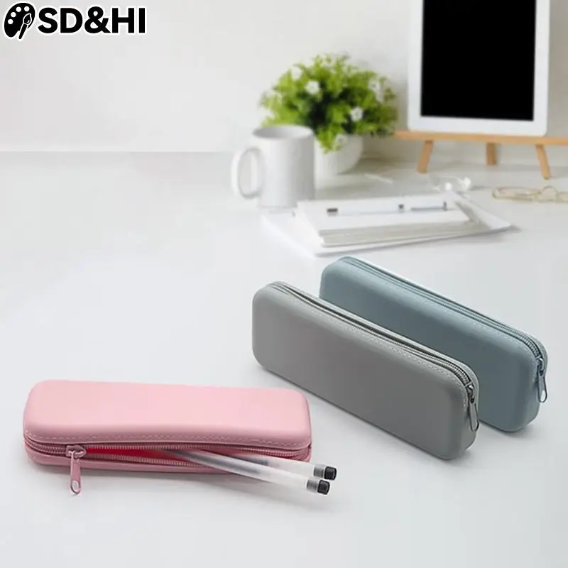 Soft Silicone Pencil Case Zipper Large Capacity Pen Stationery Makeup Storage Pouch Bag Organizer Student Gift School Supplies