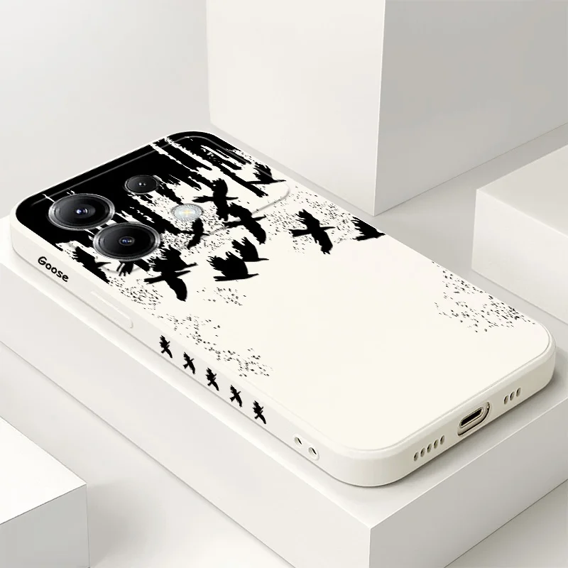 

Ink Flying Geese Phone Case For Xiaomi Poco F7 X7 X6 F6 M6 M5 M5S F5 X5 F4 X4 M4 F3 M3 X3 Pro 4G 5G GT Silicone Cover
