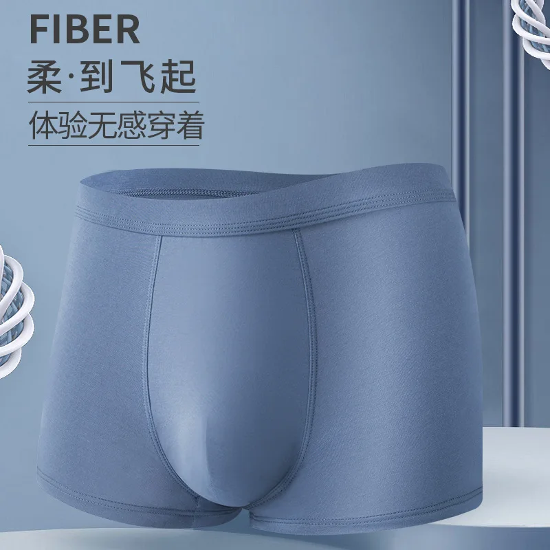 5 Pieces Lot 92% Bamboo Rayon Men's Underwear Medium Waist U Convex Boxer Man Breathable Soft Male Panties Solid Color Gray New