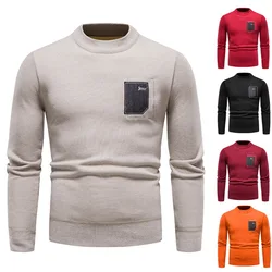 Men New Winter Sweater Labeled Pullovers Men's Warm Fleece Sweaters Male Casual Slim Fit Knitted Pullover Tops