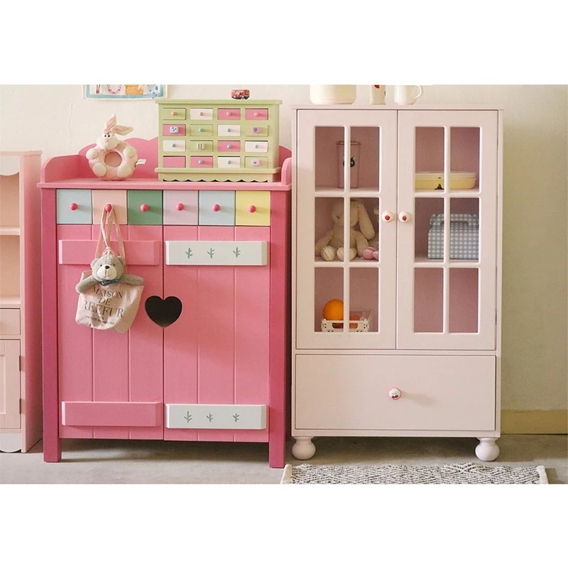 

Fairy tale style colorful locker solid wood shoe cabinet toy cabinet prop cabinet