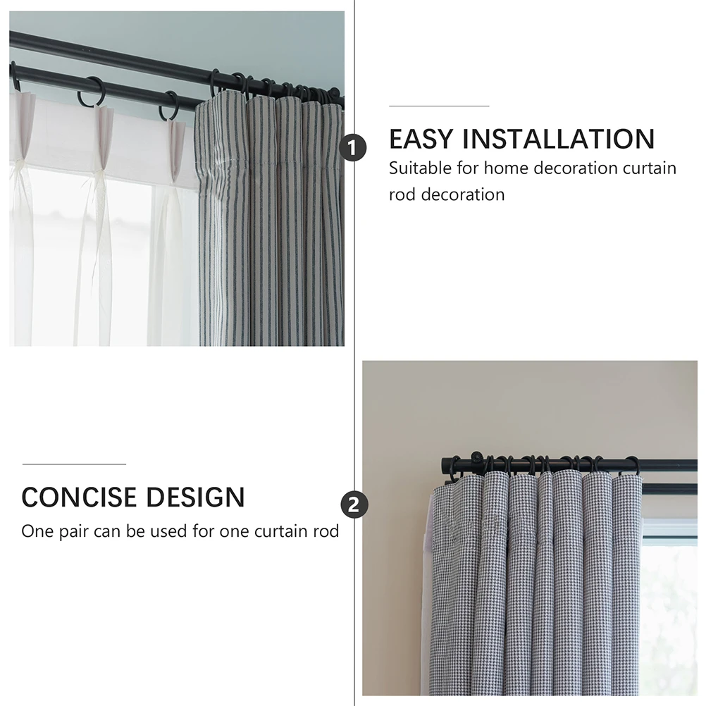 

4Pcs Professional Black Iron Drapery Rod Fitting Twisted Cage Finials Durable Curtain Accessory
