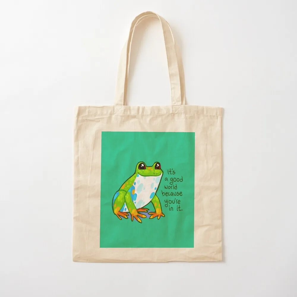 It's a good world because you're in it Frog Tote Bag handbag female bag tote bags men