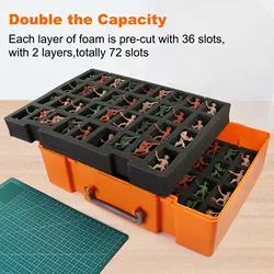 Evemodel Dual-layer Miniature Figurine Suitcase Storage Organizer Carrying Case SN03R