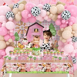 Różowe balony urodzinowe z motywem zwierzęcym Farm Dekoracje urodzinowe Baby Shower Girls Birthday Party Supplies Barnyard Theme Decor