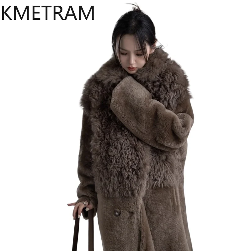 KMETRAM 100% lana toscana o Merino Natural piel de oveja prendas de vestir exteriores mujer abrigo largo de piel auténtica mujeres nueva ropa de invierno 2025 шу pia