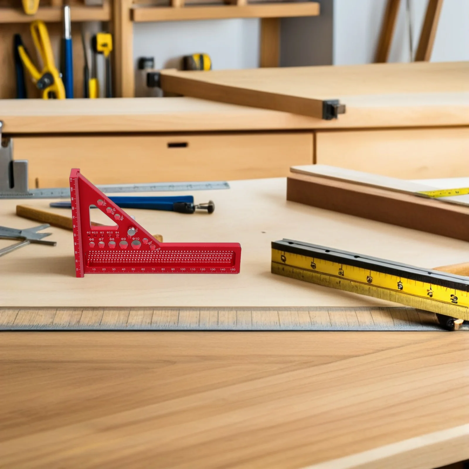 

3D Multi-Angle Measuring Ruler 45/90 Degree Woodworking Square Protractor Aluminum Layout Tool Scribing Function