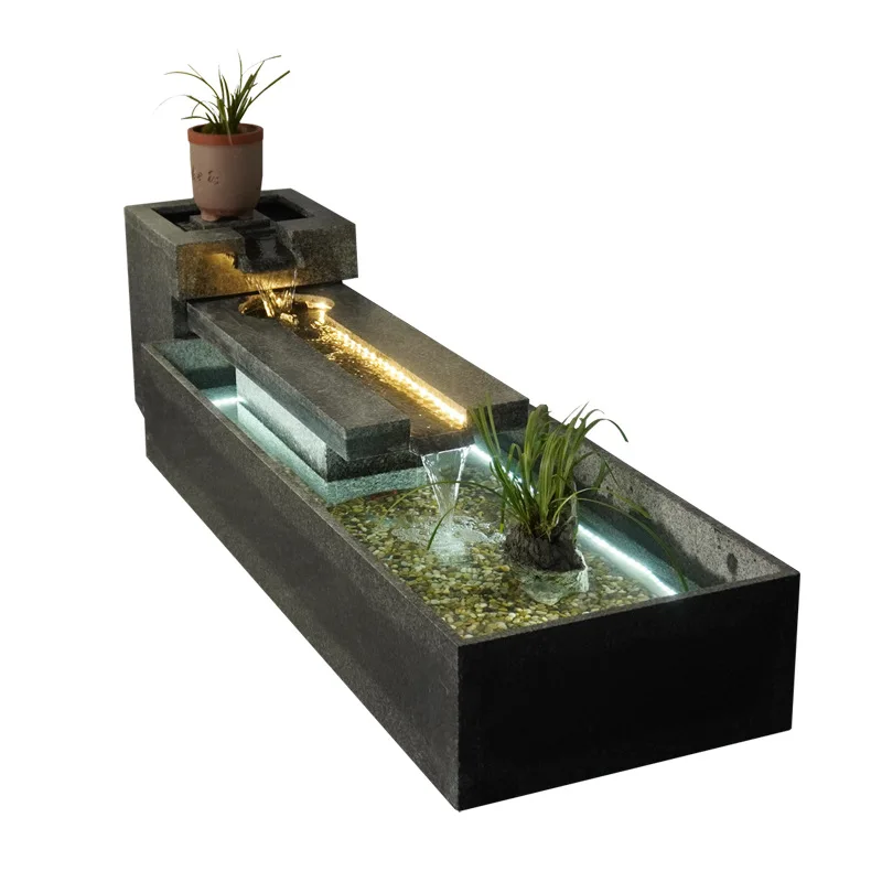 

balcony fish pond running water fountain circulating water living room office courtyard simple water landscaping decoration