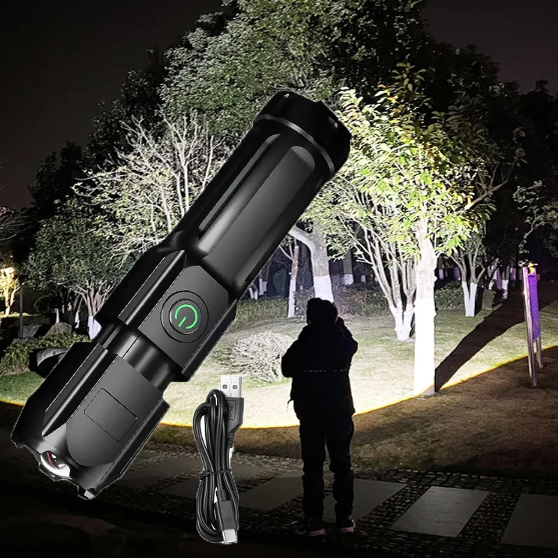 

Portable LED Night Light Flashlight Rechargeable Zoom High Brightness Flashlight Mini Handheld Xenon 3 Modes Outdoor Camping