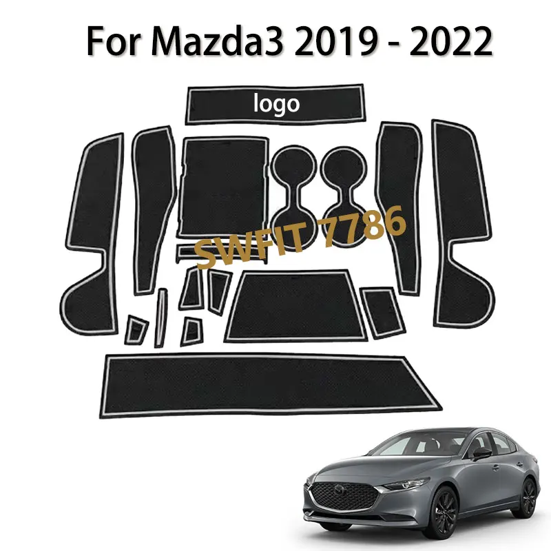 

Резиновые коврики для дверей для Mazda 3 Mazda3 BP 2019 2020 2021 2022, аксессуары, ящик для хранения, противоскользящая накладка для чашек, накладка для ворот, внутренняя