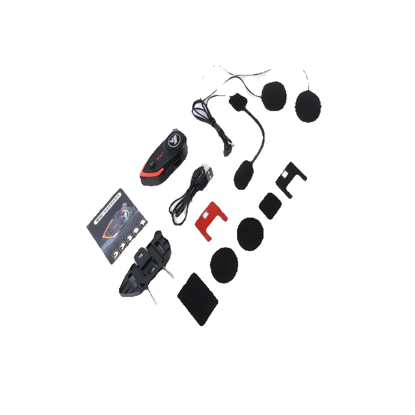 2PCS Helmet Bluetooth Headset Y80-2X Compatible FOR Third Party Headsets 800M Intercom