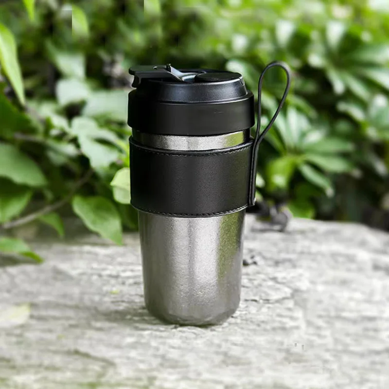 500ml Car Thermos Cup with Lifting Rope,Pure Titanium Vacuum Flasks,Intelligent Display Temperature,Coffee MUG,Gift,Water Bottle