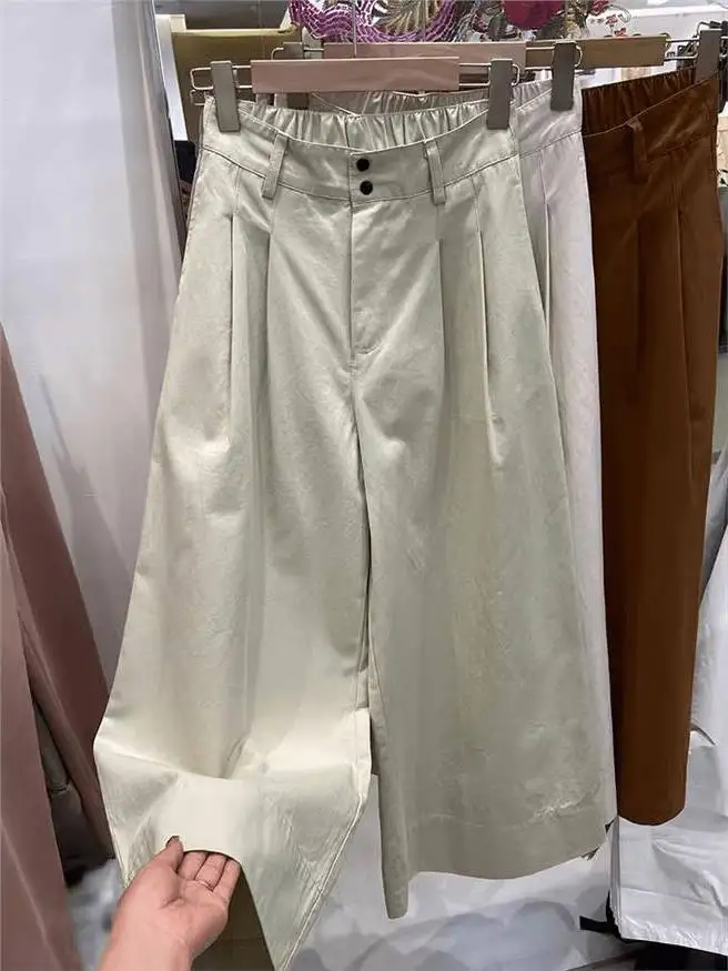 Faionable hoge taille wijde pijpen broek dames rechte gesneden casual broek Koreaanse Sle zomer 2024 trendy Ele
