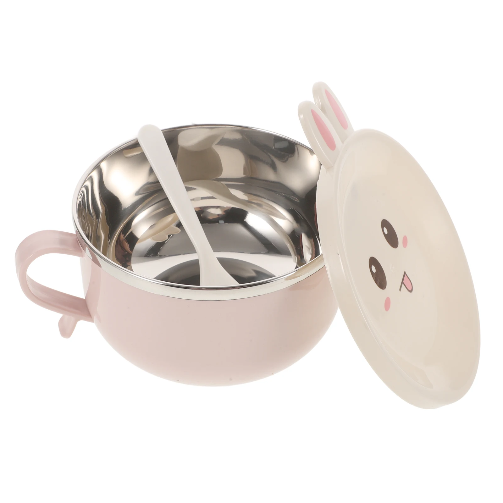 

Stainless Steel Noodle Bowl Double Layer Insulated Containers with Lid Spoon for Lunch Picnic Home School Use Storage