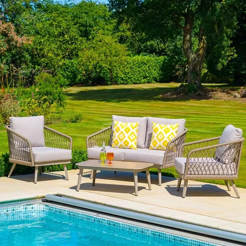 Outdoor Furniture Aluminum Alloy Outdoor Sectional Sofa Rattan Couch For Balcony Project Patio Hotel Apartment Sunshine Room Use
