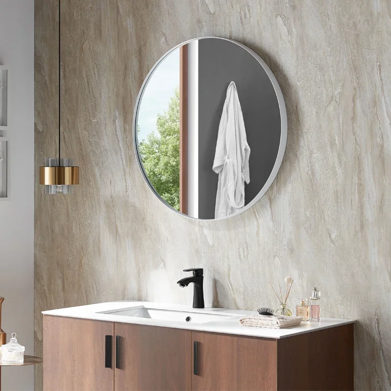 for thick Frame Metal bathroom Round Decorative Wall mounted mirror 600mm 750mm 800mm Aluminum alloy framed round wall mirrors