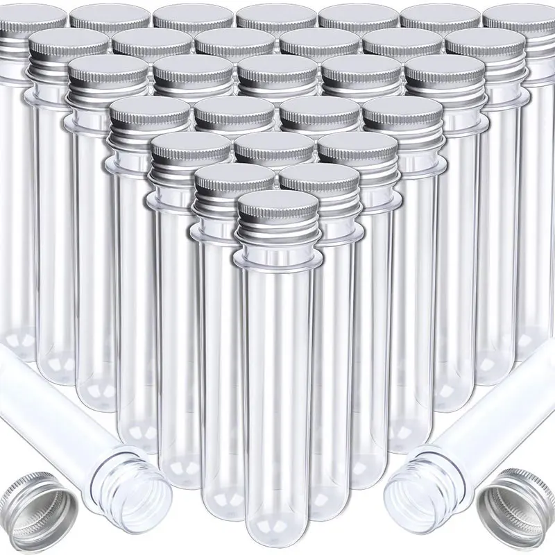 50Pcs 40ml Plastic Clear Test Tubes With Screw Caps Candy Cosmetic Travel Lotion Containers