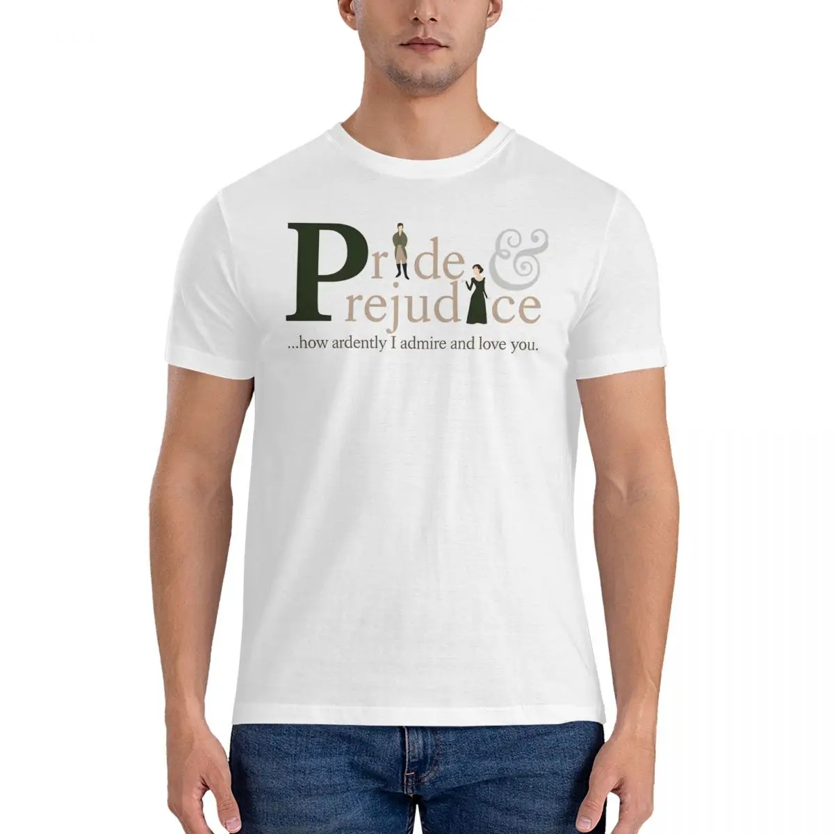 Men T-Shirts Jane Austen Funny Cotton Tee Shirt Short Sleeve Pride & Prejudice T Shirts Round Collar Clothes Printing