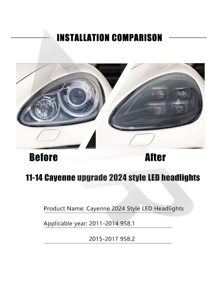 LED Matrix Headlights Assembly For Porsche Cayenne 958 2011-2018 958.1 958.2 Upgrade 2024 Front Head Lights Car Lamp Accessory