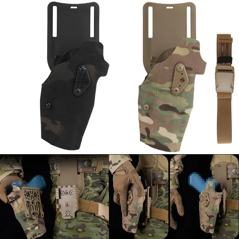 

Tactical Pistol Glock 17 Holster Quick Locking System Shooting Hunting G17 Gun Thigh Holster Mount Adapter Leg Shroud Drop